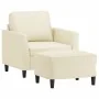 Sillón con taburete cuero sintético color crema 60 cm de , Sofás - Ref: Foro24-3201118, Precio: 158,10 €, Descuento: %