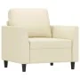 Sillón con taburete cuero sintético color crema 60 cm de , Sofás - Ref: Foro24-3201118, Precio: 158,10 €, Descuento: %