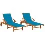 Tumbonas con cojines 2 unidades madera maciza de acacia de , Tumbonas - Ref: Foro24-3077334, Precio: 460,78 €, Descuento: %