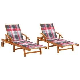 Tumbonas con cojines 2 unidades madera maciza de acacia by , Loungers - Ref: Foro24-3077343, Price: 467,85 €, Discount: %