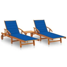 Tumbonas con mesa y cojines 2 uds madera maciza de acacia von , Liegen - Ref: Foro24-3077355, Preis: 439,90 €, Rabatt: %