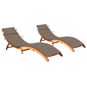 Tumbonas 2 unidades con cojines madera maciza de acacia by , Loungers - Ref: Foro24-3077369, Price: 340,08 €, Discount: %