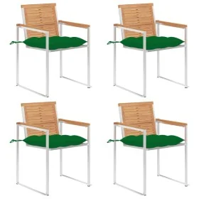 Sillas de jardín 4 unidades con cojines madera maciza teca by , Garden chairs - Ref: Foro24-3078574, Price: 539,55 €, Discoun...