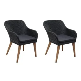 Sillas de jardín con cojines 2 unidades ratán sintético negro de , Sillas de jardín - Ref: Foro24-44153, Precio: 182,11 €, De...