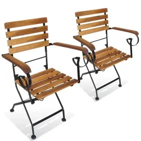Sillas plegables de jardín 2 uds acero y madera acacia maciza de , Sillas de jardín - Ref: Foro24-43735, Precio: 188,66 €, De...