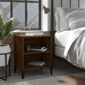 Mesitas de noche 2 uds patas de metal marrón roble 40x30x50 cm by , Nightstands - Ref: Foro24-813109, Price: 53,76 €, Discoun...