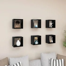 Estantes cubo de pared 6 unidades negro brillo 22x15x22 cm by , Shelves and shelves - Ref: Foro24-807075, Price: 41,45 €, Dis...
