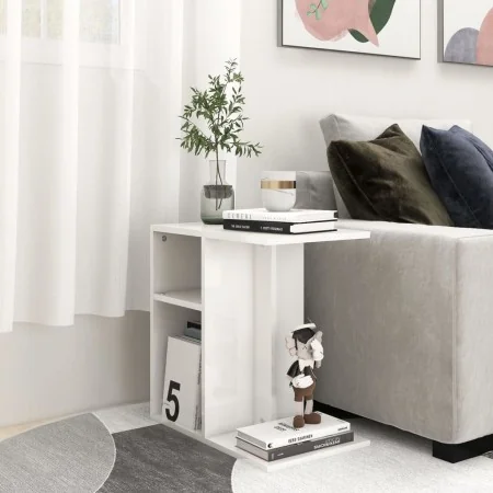 Mesa auxiliar madera contrachapada blanco brillante 50x30x50 cm by , Side tables - Ref: Foro24-803026, Price: 36,26 €, Discou...