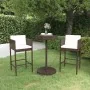Set de bar de jardín 3 piezas y cojines ratán sintético marrón by , Garden sets - Ref: Foro24-3094771, Price: 259,04 €, Disco...