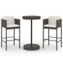 Set de bar de jardín 3 piezas y cojines ratán sintético marrón by , Garden sets - Ref: Foro24-3094771, Price: 259,04 €, Disco...