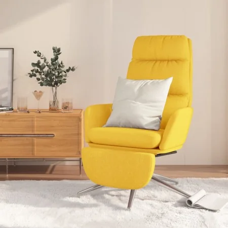 Sillón de relax con reposapiés tela amarillo mostaza de , Sillones - Ref: Foro24-3097531, Precio: 134,12 €, Descuento: %
