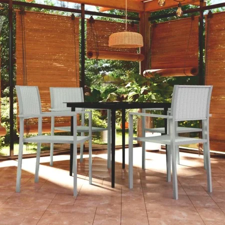 Juego de comedor de jardín de 5 piezas blanco de , Conjuntos de jardín - Ref: Foro24-3099270, Precio: 305,83 €, Descuento: %