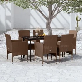 Juego de comedor de jardín 7 piezas con cojines marrón y negro von , Gartensets - Ref: Foro24-3099302, Preis: 511,62 €, Rabat...