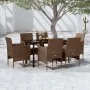 Juego de comedor de jardín 7 piezas con cojines marrón y negro de , Conjuntos de jardín - Ref: Foro24-3099302, Precio: 511,62...