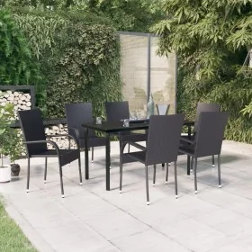 Juego de comedor de jardín 7 piezas negro de , Conjuntos de jardín - Ref: Foro24-3099380, Precio: 442,15 €, Descuento: %
