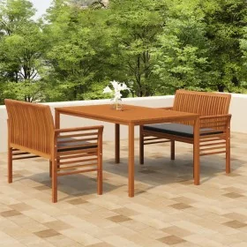 Set comedor de jardín 3 pzas y cojines madera maciza de acacia de , Conjuntos de jardín - Ref: Foro24-3120458, Precio: 551,68...