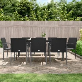 Juego comedor jardín 9 piezas y cojines ratán sintético y acero de , Conjuntos de jardín - Ref: Foro24-3186952, Precio: 605,1...