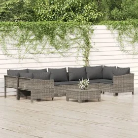 Set de muebles de jardín 8 pzas y cojines ratán sintético gris de , Conjuntos de jardín - Ref: Foro24-3187303, Precio: 587,30...