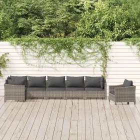 Set de muebles de jardín 7 pzas y cojines ratán sintético gris de , Conjuntos de jardín - Ref: Foro24-3187284, Precio: 558,62...
