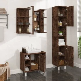 Set de muebles baño 3 pzas madera contrachapada roble ahumado de , Muebles de baño - Ref: Foro24-3187606, Precio: 194,17 €, D...
