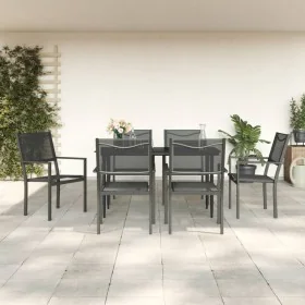 Juego de comedor para jardín 7 piezas acero y textilene negro de , Conjuntos de jardín - Ref: Foro24-3200721, Precio: 379,99 ...