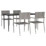 Juego de comedor jardín 5 pzas ratán sintético acero gris negro de , Conjuntos de jardín - Ref: Foro24-3203292, Precio: 237,4...