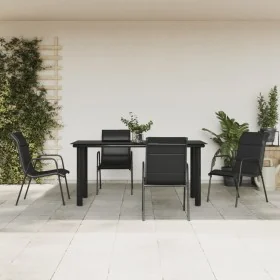 Juego de comedor para jardín 5 piezas acero y textilene negro von , Gartensets - Ref: Foro24-3200714, Preis: 331,32 €, Rabatt: %