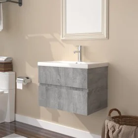 Mueble de baño con lavabo madera contrachapada gris Sonoma de , Tocadores de baño - Ref: Foro24-3152868, Precio: 156,39 €, De...