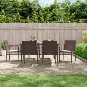 Juego comedor jardín 7 piezas y cojines ratán sintético y acero de , Conjuntos de jardín - Ref: Foro24-3186946, Precio: 420,9...
