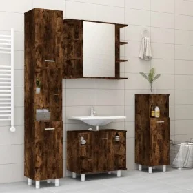 Set de muebles de baño 4 piezas madera contrachapada roble humo de , Muebles de baño - Ref: Foro24-3187612, Precio: 229,27 €,...