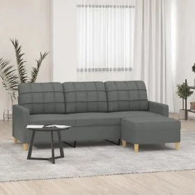 Sofá de 3 plazas con taburete de tela gris oscuro 180 cm de , Sofás - Ref: Foro24-3201002, Precio: 334,65 €, Descuento: %