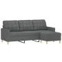 Sofá de 3 plazas con taburete de tela gris oscuro 180 cm de , Sofás - Ref: Foro24-3201002, Precio: 334,65 €, Descuento: %