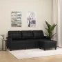 Sofá de 3 plazas con taburete cuero sintético negro 180 cm de , Sofás - Ref: Foro24-3201014, Precio: 324,55 €, Descuento: %