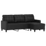 Sofá de 3 plazas con taburete cuero sintético negro 180 cm de , Sofás - Ref: Foro24-3201014, Precio: 324,55 €, Descuento: %