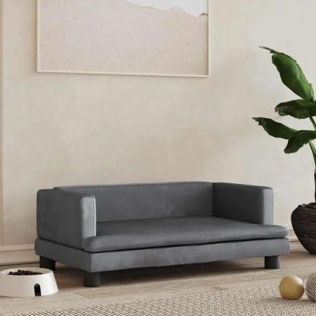 Cama para perros de terciopelo gris oscuro 80x45x30 cm de , Camas para perros - Ref: Foro24-171896, Precio: 81,59 €, Descuent...