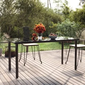 Mesa comedor jardín acero y vidrio templado negro 160x80x74 cm by , Garden tables - Ref: Foro24-319283, Price: 164,22 €, Disc...