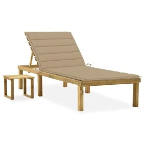 Tumbona de jardín con mesa y cojín de madera de pino impregnada von , Liegen - Ref: Foro24-3065837, Preis: 130,24 €, Rabatt: %
