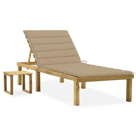 Tumbona de jardín con mesa y cojín de madera de pino impregnada by , Loungers - Ref: Foro24-3065837, Price: 130,24 €, Discoun...