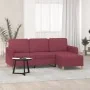 Sofá de 3 plazas con taburete de tela rojo tinto 180 cm de , Sofás - Ref: Foro24-3201198, Precio: 269,50 €, Descuento: %