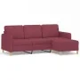 Sofá de 3 plazas con taburete de tela rojo tinto 180 cm de , Sofás - Ref: Foro24-3201198, Precio: 269,50 €, Descuento: %