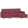 Sofá de 3 plazas con taburete de tela rojo tinto 180 cm de , Sofás - Ref: Foro24-3201198, Precio: 269,50 €, Descuento: %
