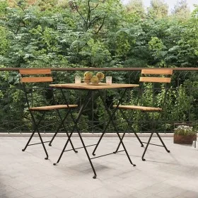Sillas cafetería plegables 2 uds acero y madera maciza de teca de , Sillas de jardín - Ref: Foro24-319979, Precio: 109,35 €, ...