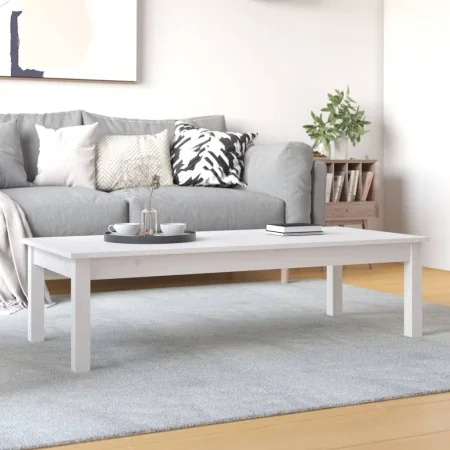 Mesa de centro de madera maciza de pino blanco 110x50x30 cm by , Coffee table - Ref: Foro24-814235, Price: 60,45 €, Discount: %