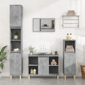 Armario de lavabo madera contrachapada gris hormigón 80x33x60cm de , Tocadores de baño - Ref: Foro24-821288, Precio: 78,37 €,...
