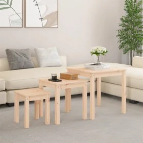 Mesas apilables 3 unidades madera maciza de pino de , Mesas auxiliares - Ref: Foro24-824973, Precio: 76,45 €, Descuento: %