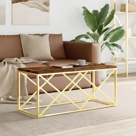 Mesa de centro acero inoxidable y madera maciza reciclada de , Mesas de centro - Ref: Foro24-349966, Precio: 102,37 €, Descue...