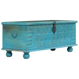 Baúl de almacenamiento madera maciza mango azul 100x40x41 cm de , Baúles de almacenamiento - Ref: Foro24-246479, Precio: 265,...