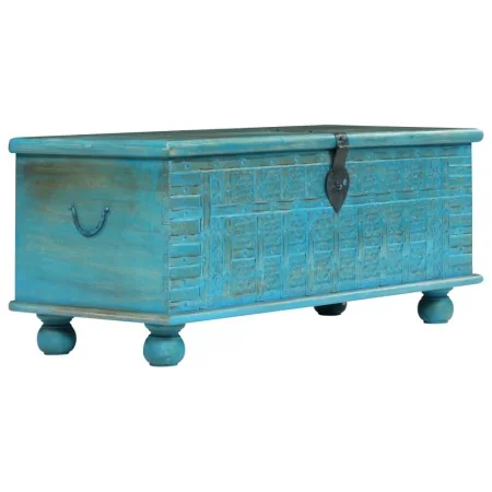Baúl de almacenamiento madera maciza mango azul 100x40x41 cm de , Baúles de almacenamiento - Ref: Foro24-246479, Precio: 265,...