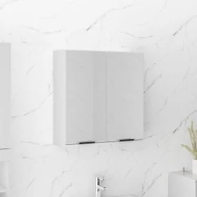 Armario de baño con espejo blanco brillante 64x20x67 cm de , Tocadores de baño - Ref: Foro24-811319, Precio: 93,28 €, Descuen...