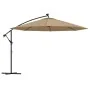 Sombrilla voladiza jardín con luces LED palo acero taupe 350 cm de , Sombrillas - Ref: Foro24-44526, Precio: 132,56 €, Descue...